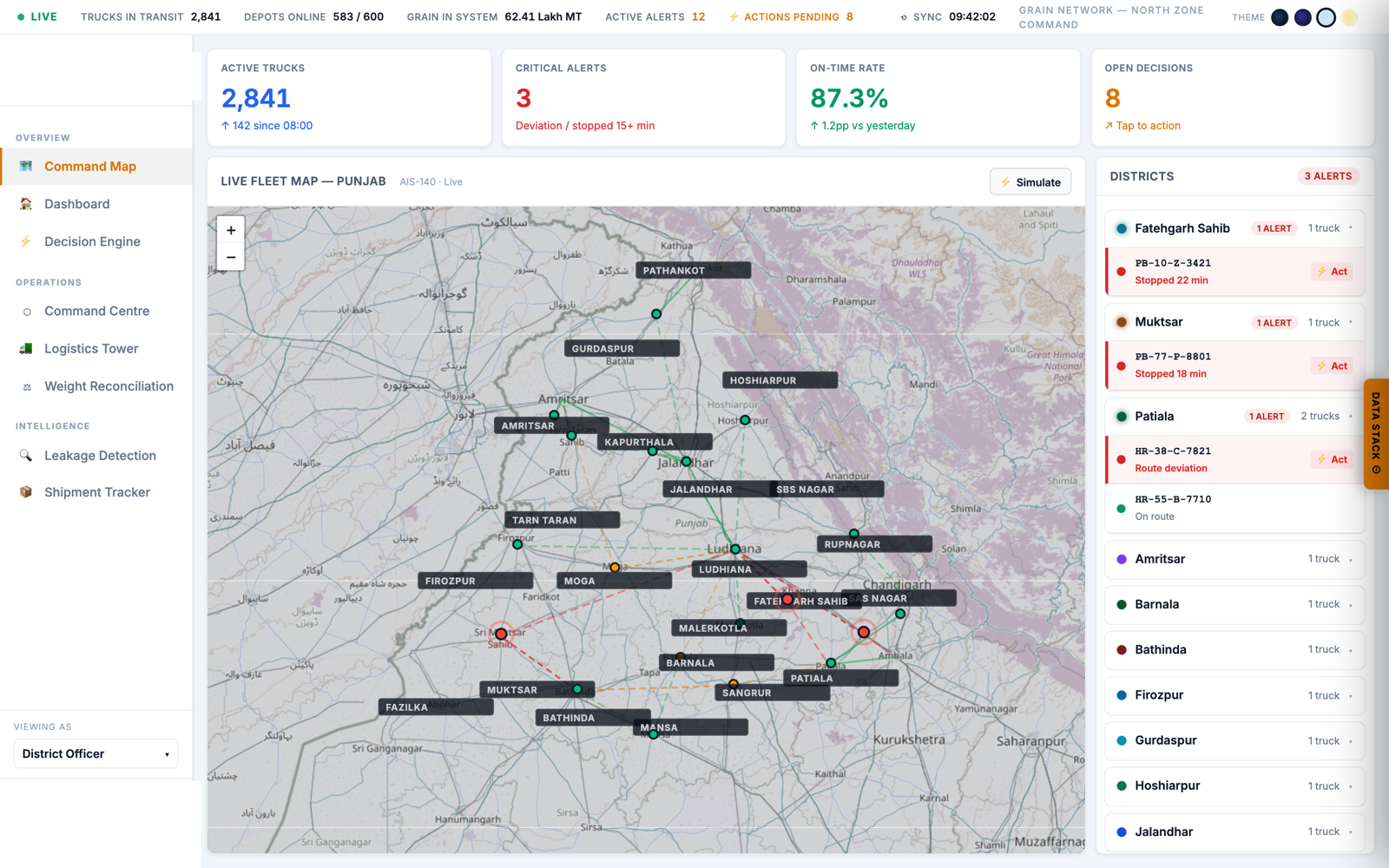 Command Centre live fleet map